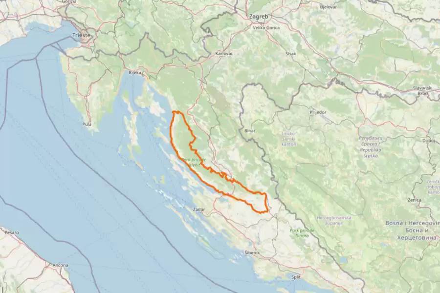 Velebit nature park map